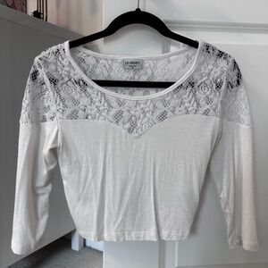 LA Hearts white lace crop top 3/4 sleeve